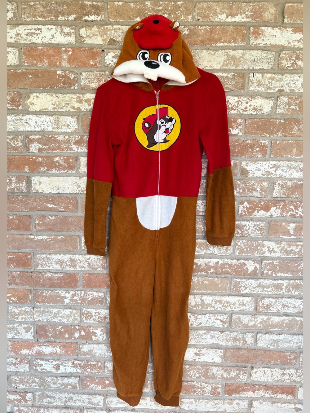 Buc-ee's Beaver Hooded Union Suit One Piece Pajamas Costume Youth M/L